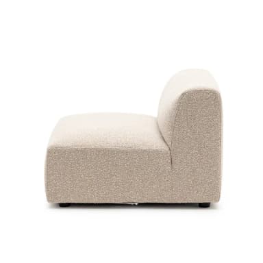 An armless, modular seating unit upholstered in a textured boucle fabric. The unit features a low-profile design with a deep seat and a rounded backrest, suggesting a modern or contemporary aesthetic. It is a single component, likely intended to be part of a larger sectional sofa arrangement or used as a standalone accent piece. — 3D model