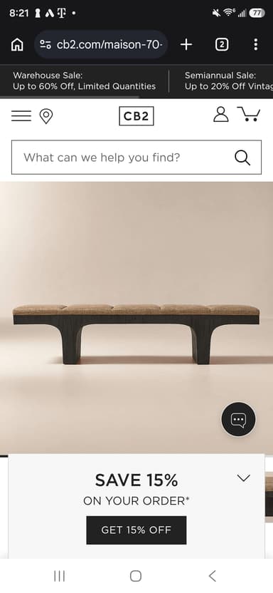 A minimalist upholstered bench featuring a rectangular seating surface with three distinct cushioned segments, supported by a dark, solid base with a subtle flared design at each end. — 3D model