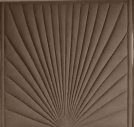 A rectangular decorative panel featuring a three-dimensional relief pattern resembling a sunburst or fan. The pattern originates from a single point in the bottom left corner and radiates outwards, creating a textured surface. The panel is framed by a simple, flat border. The color is a matte, light brown or taupe. — 3D model