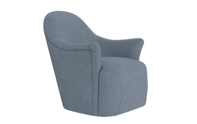 A upholstered armchair with a rounded back and arms, featuring a visible fabric texture and a modern, organic silhouette. The armchair is presented against a solid black background, isolating its form. The curvature of the design suggests comfort and a contemporary aesthetic. — 3D model