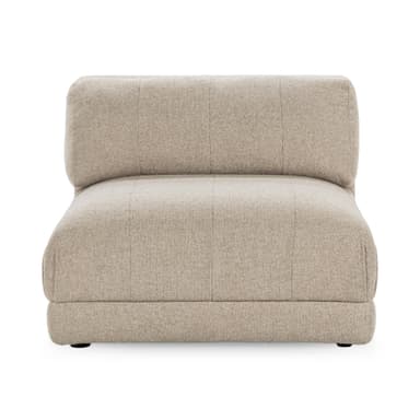 A modular sofa section viewed from the side. It features a low profile with a padded seat and backrest. The upholstery appears to be a textured fabric. The design is contemporary with clean lines and a somewhat rounded armrest or back extension. — 3D model