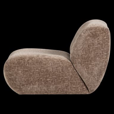 A modern upholstered lounge chair with a low-profile, integrated seat and backrest, covered in a textured brown fabric. — 3D model