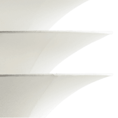 A modern or Mid-Century Modern pendant light featuring three stacked, concave, bowl-shaped shades made of translucent white plastic. The shades are progressively sized and arranged to create a layered, organic form, designed to diffuse light evenly. The fixture hangs from a single suspension rod. — 3D model