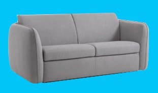 A two-seater sofa with a light grey fabric upholstery. It features rounded armrests that flow seamlessly into the base, and a straight back with two distinct seat cushions. The overall design suggests a modern or contemporary style. — 3D model