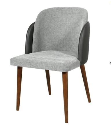 A modern chair with a fabric upholstered seat and back, and dark side panels. It features four tapered wooden legs. — 3D model