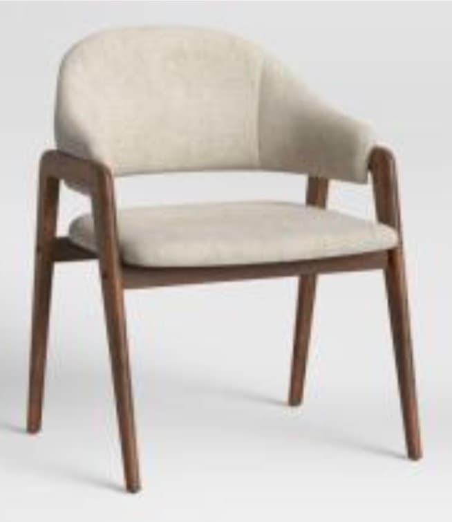 A contemporary armchair featuring a dark wood frame with integrated upholstered armrests and a curved backrest, paired with a separate upholstered seat cushion. The design emphasizes clean lines and a minimalist aesthetic. — 3D model