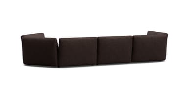 A dark brown upholstered modular sectional sofa featuring plush seat and back cushions, rounded armrests, and a contemporary design. The sofa is composed of at least three distinct modules. — 3D model