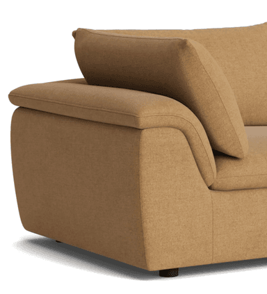 A two-seater sofa with a chaise longue extension on the left side. It features plush cushions for both the seat and back, and a padded armrest on the right. The upholstery has a visible texture, and the overall design suggests a modern, comfortable aesthetic. — 3D model