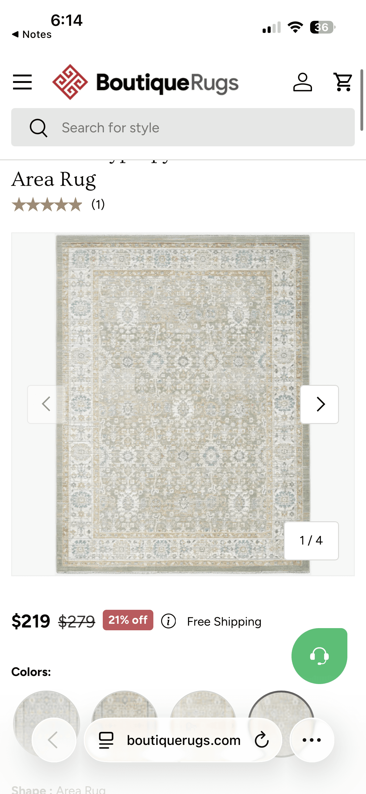 A rectangular area rug featuring a traditional, intricate Persian-inspired pattern with a slightly distressed or faded appearance. The primary colors are muted sage green and cream, accented with touches of light blue, peach, and muted red. It has a central medallion design and a multi-layered border with detailed floral and geometric motifs. — 3D model