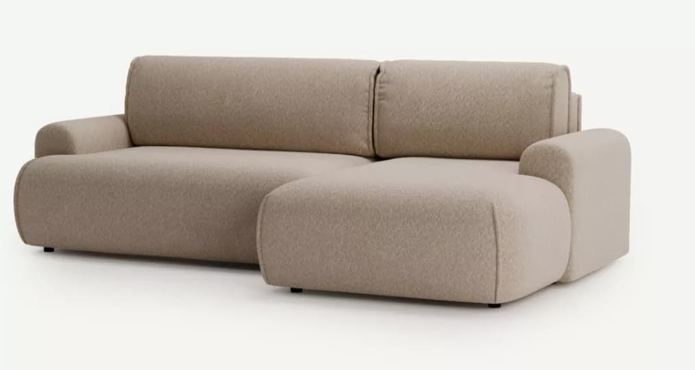A contemporary sectional sofa with rounded edges and a plush, textured upholstery. It features a low profile and modular design, consisting of at least two main seating sections and a chaise. The back cushions are distinct from the seat cushions. — 3D model