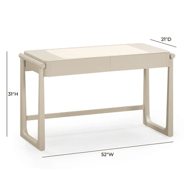 A modern desk with a rectangular top and two drawers. The desk features a clean, minimalist design with curved legs connected by a horizontal support. The tabletop has an inset panel, possibly made of a contrasting material or finish. The overall construction suggests a focus on form and function, suitable for a contemporary office or living space. — 3D model