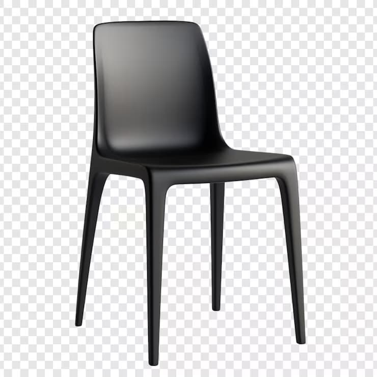 A black modern chair with a single molded seat and backrest, supported by four tapered legs. The design is minimalist and appears to be made from a single piece of material. — 3D model