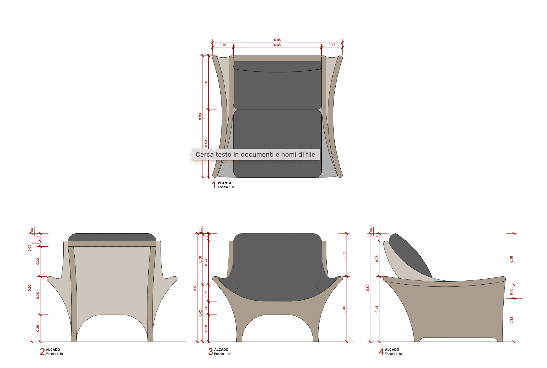 A modern lounge chair featuring a singular, molded resin frame in a light beige or cream color, complemented by dark grey fabric cushions. The chair has a distinctive, gently curved profile with integrated armrests and a slightly reclined back, designed for comfort and relaxation. Its legs are also part of the continuous molded structure, creating a sleek and stable base. — 3D model
