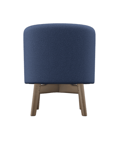 An armless lounge chair featuring a contemporary design with a low profile, upholstered in two contrasting blue materials, and supported by a wooden base with tapered legs. — 3D model