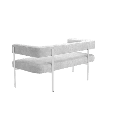 An asymmetrical upholstered chaise lounge featuring a minimalist design with a continuous backrest and armrest on one side, supported by a slender metal frame. — 3D model