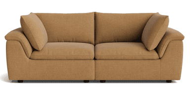 A two-seater sofa with a chaise longue extension on the left side. It features plush cushions for both the seat and back, and a padded armrest on the right. The upholstery has a visible texture, and the overall design suggests a modern, comfortable aesthetic. — 3D model