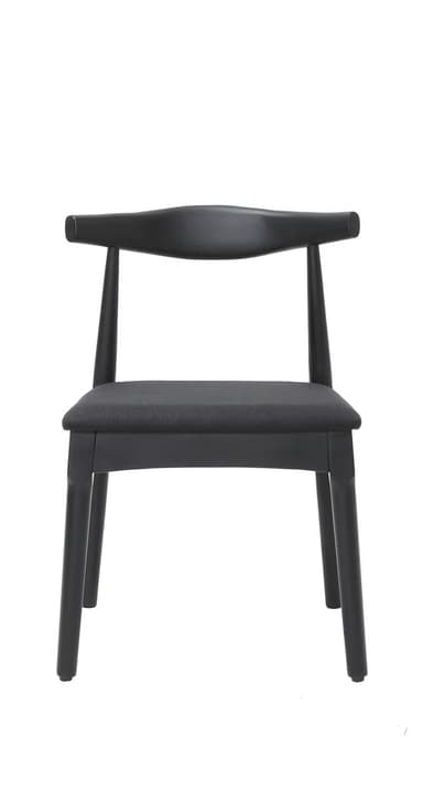A black wooden chair with a curved backrest and a fabric-covered seat. The chair features four legs, and the backrest is designed with a prominent horizontal bar supported by two vertical spindles. — 3D model