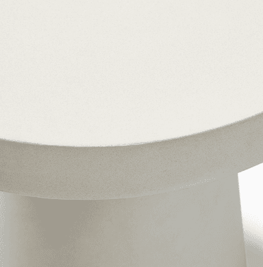 A modern end table with a cylindrical top and a conical base. The table has a minimalist design and appears to be made of a solid material. — 3D model
