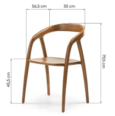 A meticulously crafted solid wood armchair featuring a flowing, organic design. The backrest and armrests form a continuous, gently curved line, and the seat is a sculpted, slightly scooped wooden panel. The chair is supported by four slender, round, slightly splayed legs. — 3D model