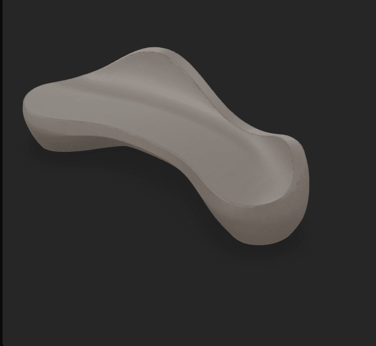 A modern, sculptural bench with a fluid, organic shape. It appears to be a single, continuous form, suggesting a molded construction. The surface is smooth and continuous, with no visible seams or separate components. The design lacks traditional legs, with the body of the bench curving to the ground. — 3D model