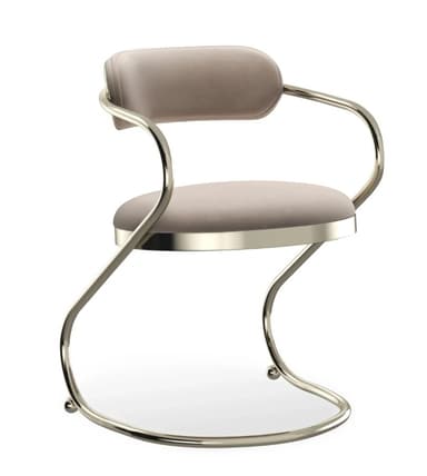 A contemporary accent chair featuring a sinuous tubular metal frame and upholstered round seat and backrest. — 3D model