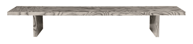 A rectangular coffee table featuring a distinctive grey and black striated wood grain pattern, supported by two solid slab-style legs. The design is minimalist and contemporary. — 3D model