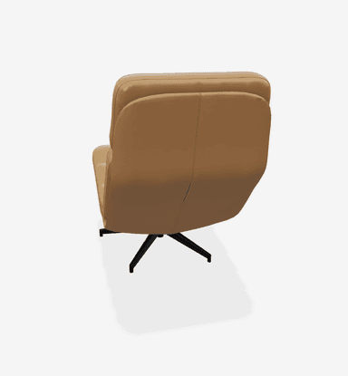 A contemporary lounge chair with a low profile and a reclined backrest. The chair features a tufted upholstery pattern across the seat and back. It is supported by a central pedestal base with four splayed legs, finished in black. The overall design suggests a modern aesthetic. — 3D model