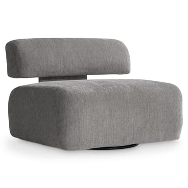 An armless, upholstered lounge chair with a low-profile, blocky silhouette and a hidden swivel base. The chair features a separate backrest cushion that appears to float above the seat. — 3D model