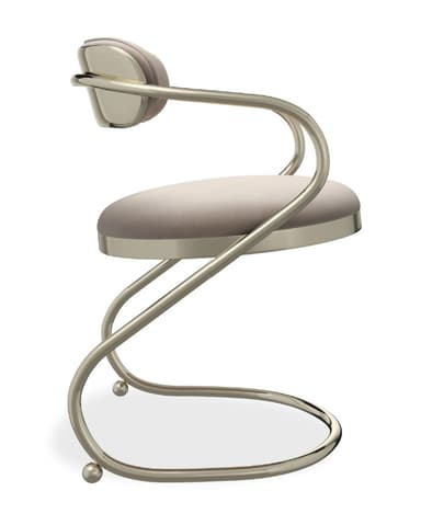 A contemporary accent chair featuring a sinuous tubular metal frame and upholstered round seat and backrest. — 3D model