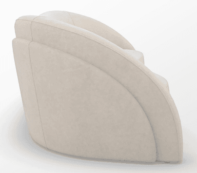 A contemporary sofa featuring a distinctive wavy backrest and seamlessly integrated rounded arms, fully upholstered in a light beige, velvet-like fabric. — 3D model