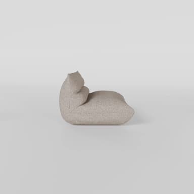 An armless, low-profile lounge chair characterized by its deep, plush cushioning and rounded silhouette. The entire piece is upholstered in a light, speckled fabric, creating a soft and inviting appearance with no visible legs, resting directly on the floor. — 3D model