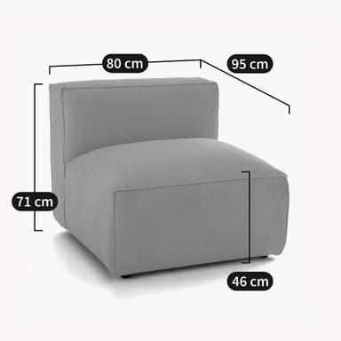 A single-seat armchair with a low profile and upholstered in a brown, corduroy-like fabric. It features a square seat and a straight, upright backrest. The design is minimalist and contemporary, with clean lines and soft cushioning. — 3D model