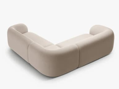 A modern sectional sofa with rounded, organic forms and a low profile. The sofa features deep, plush seating and a continuous upholstered frame that wraps around the corners, creating a soft, enveloping aesthetic. The back cushions appear integrated into the overall design. — 3D model
