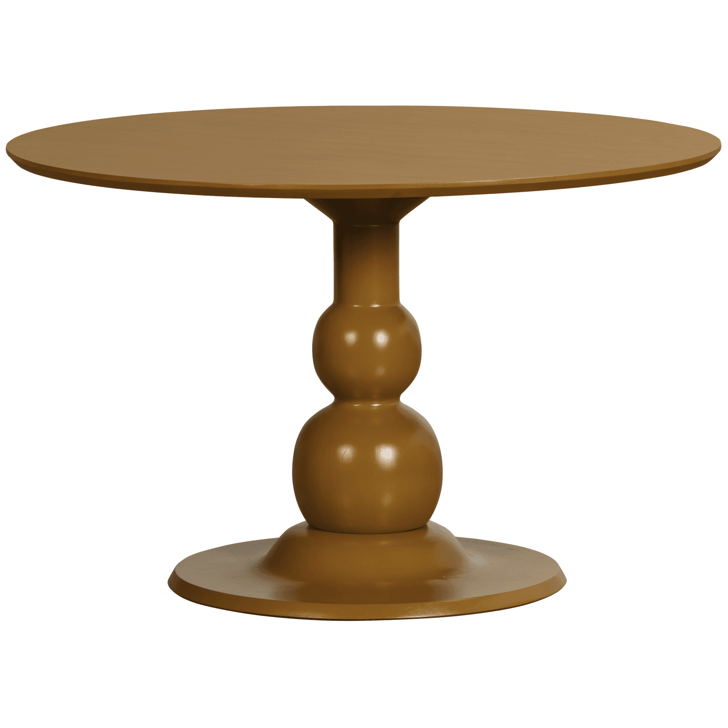 A round-top accent table with a pedestal base. The base features a stacked, bulbous design culminating in a flared foot. The overall form is smooth and sculptural. — 3D model