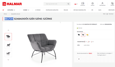 A contemporary lounge chair upholstered in gray quilted velvet, supported by slender, splayed black metal legs. — 3D model