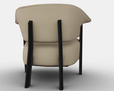 A modern armchair with a slightly curved backrest and seat. It features thin, black legs and a single upholstered seat and back cushion. The upholstery appears smooth and seamless. — 3D model