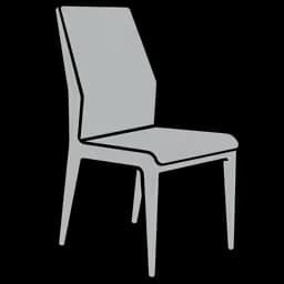 A minimalist, armless chair rendered in a flat grey color with clean, geometric lines. It features a high, slightly tapered backrest and a flat seat, supported by four slender, straight legs, indicative of a contemporary design aesthetic. — 3D model