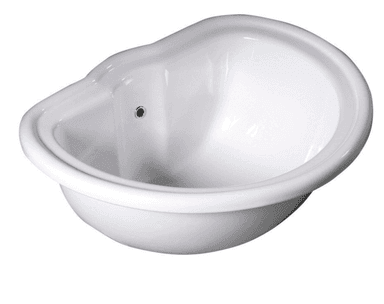 A white, high-gloss freestanding bathtub featuring an organic, asymmetrical shape with smoothly rounded edges and a centrally located drain. — 3D model
