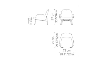 A modern white armchair featuring a sculpted polypropylene shell with a soft padded seat, supported by slender metal legs. The design is contemporary and minimalist, with integrated armrests. — 3D model