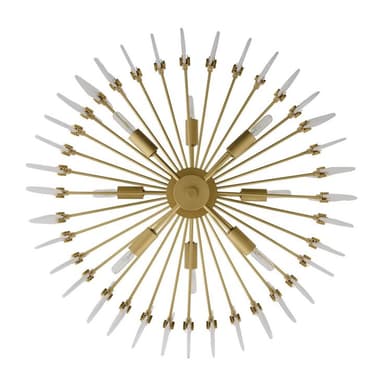 A decorative wall mirror with an ornate, arched frame. The frame has a scalloped, irregular silhouette and features a golden finish. The mirror itself is composed of multiple beveled mirror segments arranged in a pattern, with some segments exhibiting a distressed or antiqued finish. The overall aesthetic is opulent and traditional. — 3D model