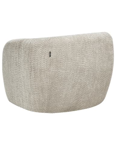 A contemporary armchair with a curved, rounded silhouette. It features a fully upholstered design with a textured, boucle-like fabric. The chair has a low profile with a substantial base and integrated armrests that curve into the backrest, creating a cohesive, enveloping form. The seat is generously padded, and the overall design suggests comfort and modern aesthetics. — 3D model