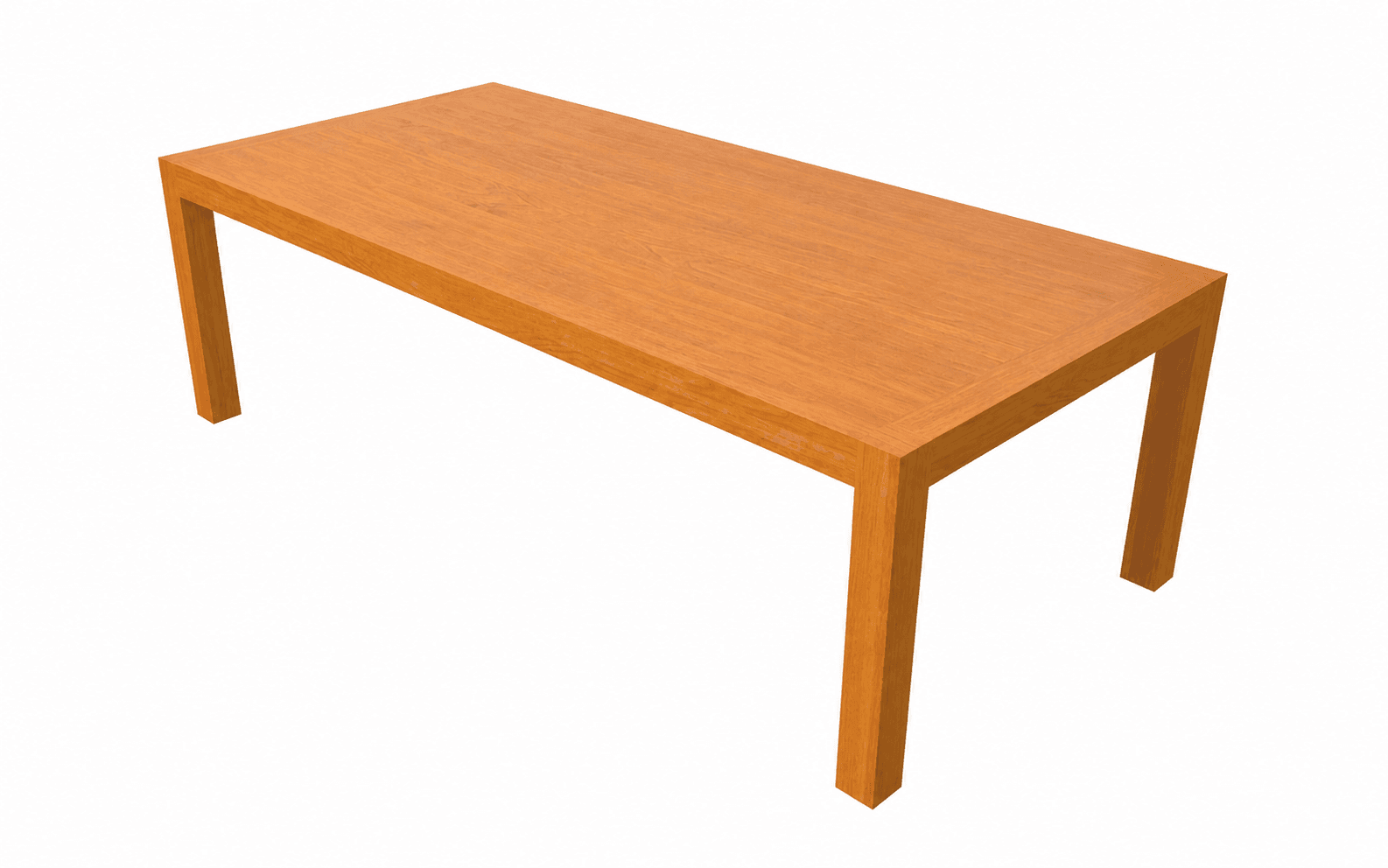 A rectangular table with a wooden top and four solid legs. The legs appear to be integrated into the frame of the table, creating a block-like structure. The surface exhibits a wood grain pattern, suggesting it is made of wood or a wood composite with a wood veneer. — 3D model