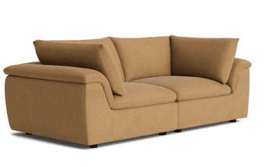 A two-seater sofa with a chaise longue extension on the left side. It features plush cushions for both the seat and back, and a padded armrest on the right. The upholstery has a visible texture, and the overall design suggests a modern, comfortable aesthetic. — 3D model