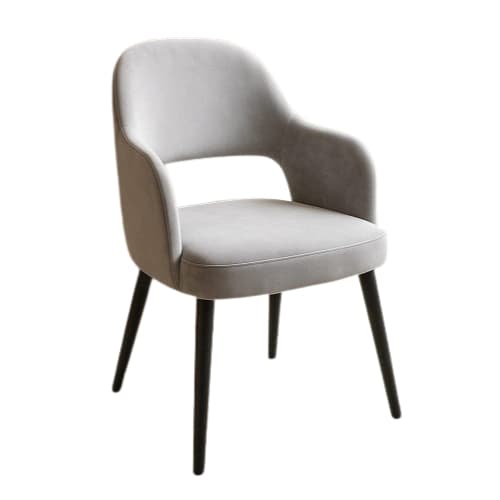 A modern armchair with a curved backrest, integrated armrests, and four tapered legs. The upholstery appears to be a soft fabric with a matte finish. The seat and back are ergonomically shaped for comfort. — 3D model