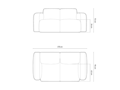 A modern, upholstered two-seater loveseat in a dark green textured fabric, presented on a white background. It features a low profile with soft, rounded edges on the arms and back, giving it a plush, inviting appearance. The seating area is divided into two distinct cushions, and two matching square throw pillows are placed on either side. — 3D model