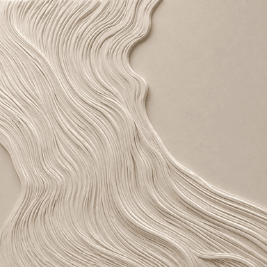 A square panel featuring a three-dimensional relief sculpture with flowing, organic, wave-like lines in a monochromatic off-white or cream color. The lines form a dynamic and tactile pattern across the surface, creating an interplay of light and shadow that emphasizes its sculptural form. — 3D model