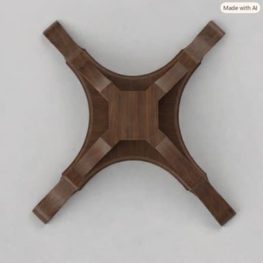A dark wood table base featuring a central pedestal from which four intricately carved legs extend outwards, characterized by arched profiles and stepped detailing, suggesting a traditional or gothic style. — 3D model