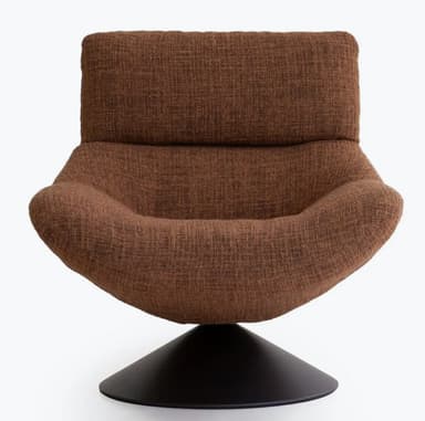 An upholstered lounge chair with a distinct rounded back and seat, supported by a conical swivel base. — 3D model