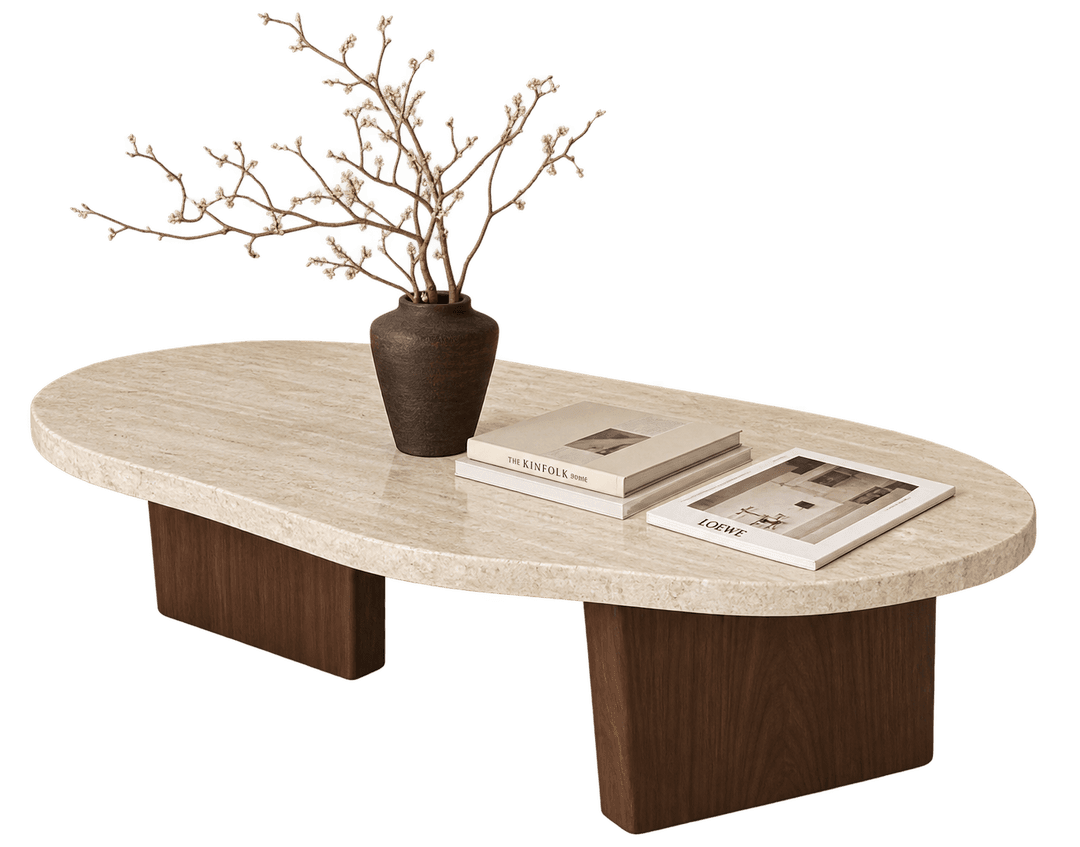 Oval Travertine Coffee Table 3D Model — Free Download | FurniMesh