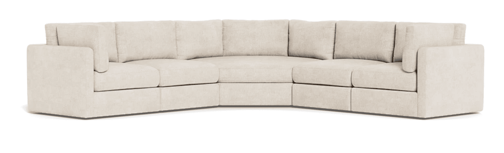 A U-shaped sectional sofa with a modular design, featuring upholstered cushions for both the seat and back. The arms are wide and squared, contributing to a contemporary aesthetic. The upholstery appears to be a textured fabric. — 3D model
